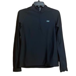 •UNDER ARMOUR•BLACK 1/4 ZIP REFLECTIVE LOGO ACTIVEWEAR PULLOVER SIZE MEDIUM EUC